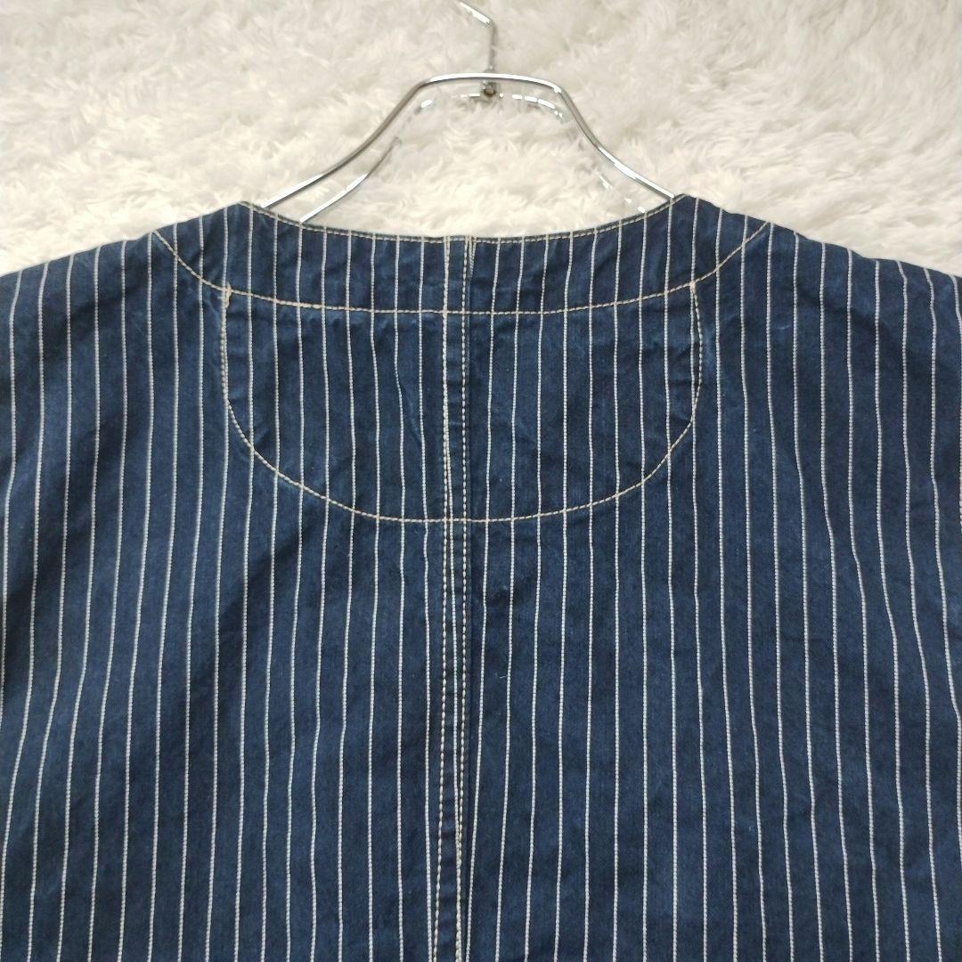 希少☆美品☆Schott デニムベスト ヒッコリー ストライプ XL 青 ブルー