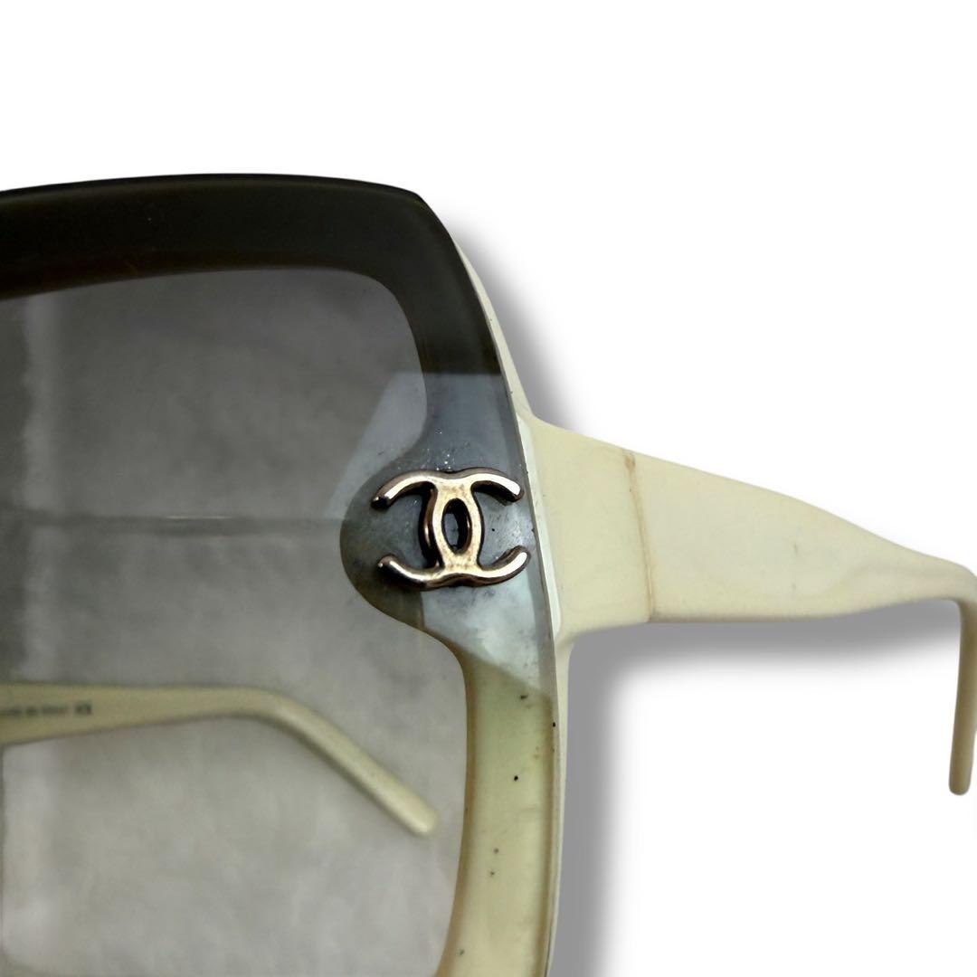 箱付き シャネル 1762 ココマーク サングラス 白 イタリア製