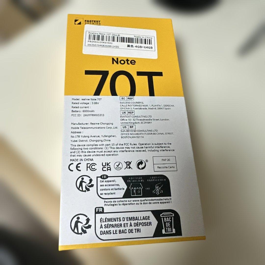 realme Note 70T スマートフォン 本体 Amazon | realme Note 70T 4Gスマートフォン 4+128GB、SIM フリー