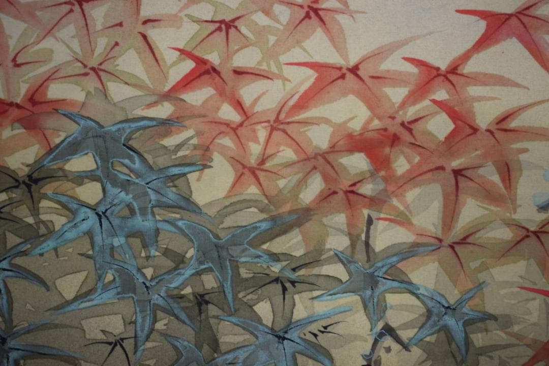 真作/鶴唳/紅葉小禽図/布袋屋掛軸HG-72 - メルカリ