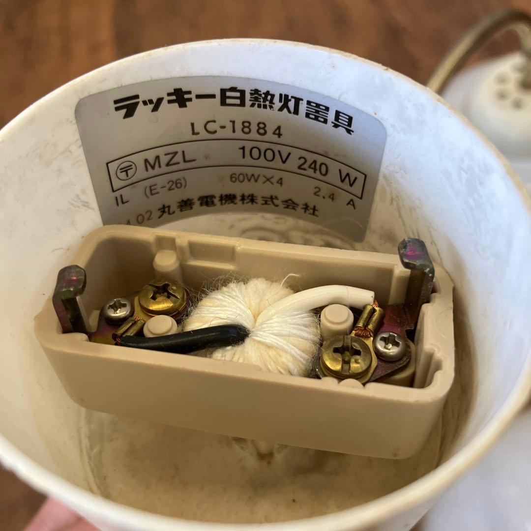 ②丸善電機 ラッキー 花モチーフ 4灯シャンデリア 白熱灯器具 テーブル