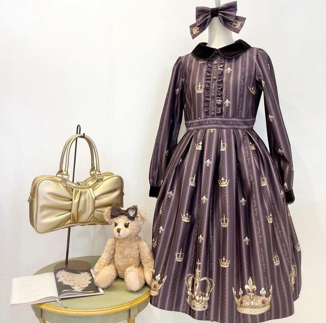 エミリーテンプルキュート レジメンタル 王冠 ワンピース ブラウン