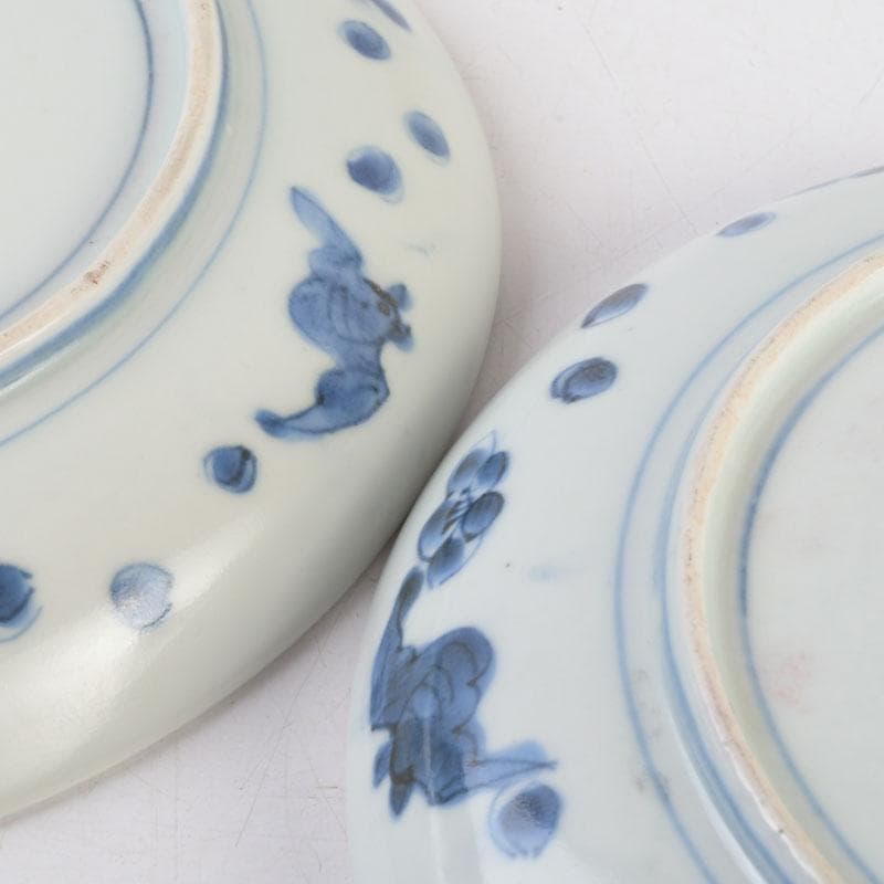 中国 青花 花草鳥文盤 皿 一對 在銘 C 9290 - メルカリ