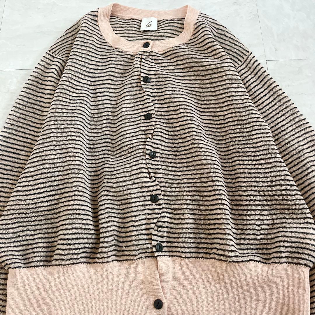 6(ROKU)シアー ボーダー カーディガン ピンク 洗える 羽織 2024 - メルカリ