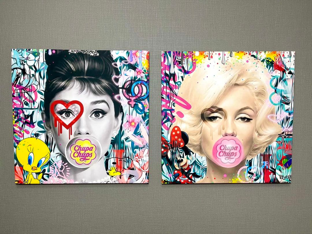 木枠付きキャンバスアート♡オードリーヘプバーン　バンクシー　マリリンモンロー Amazon.co.jp: オードリーヘップバーンマリリンモンローバブル