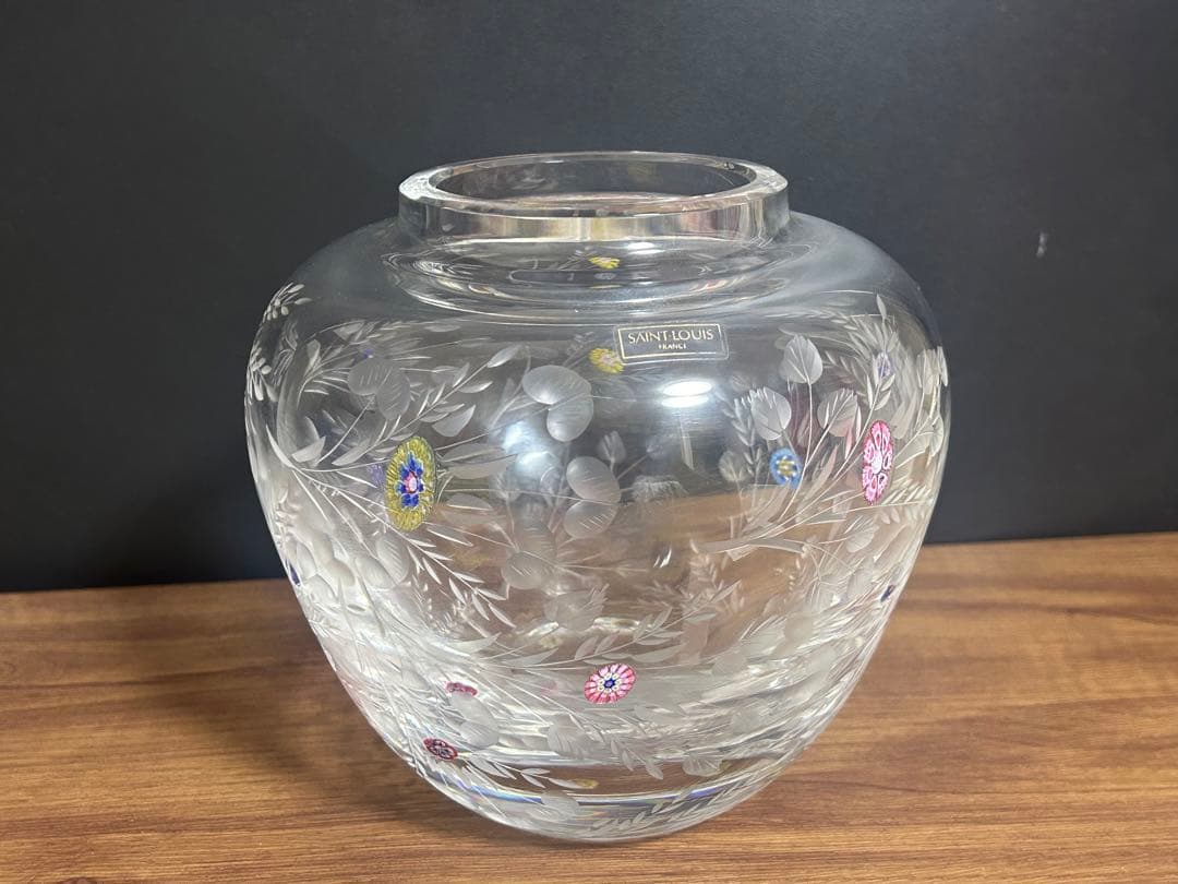 サンルイ 高級シリーズ ボッティチェリ ミルフィオリ グラヴィールカット 花瓶 サンルイ クリスタル ボッティチェリ ミルフィオリ 花瓶 フラワー