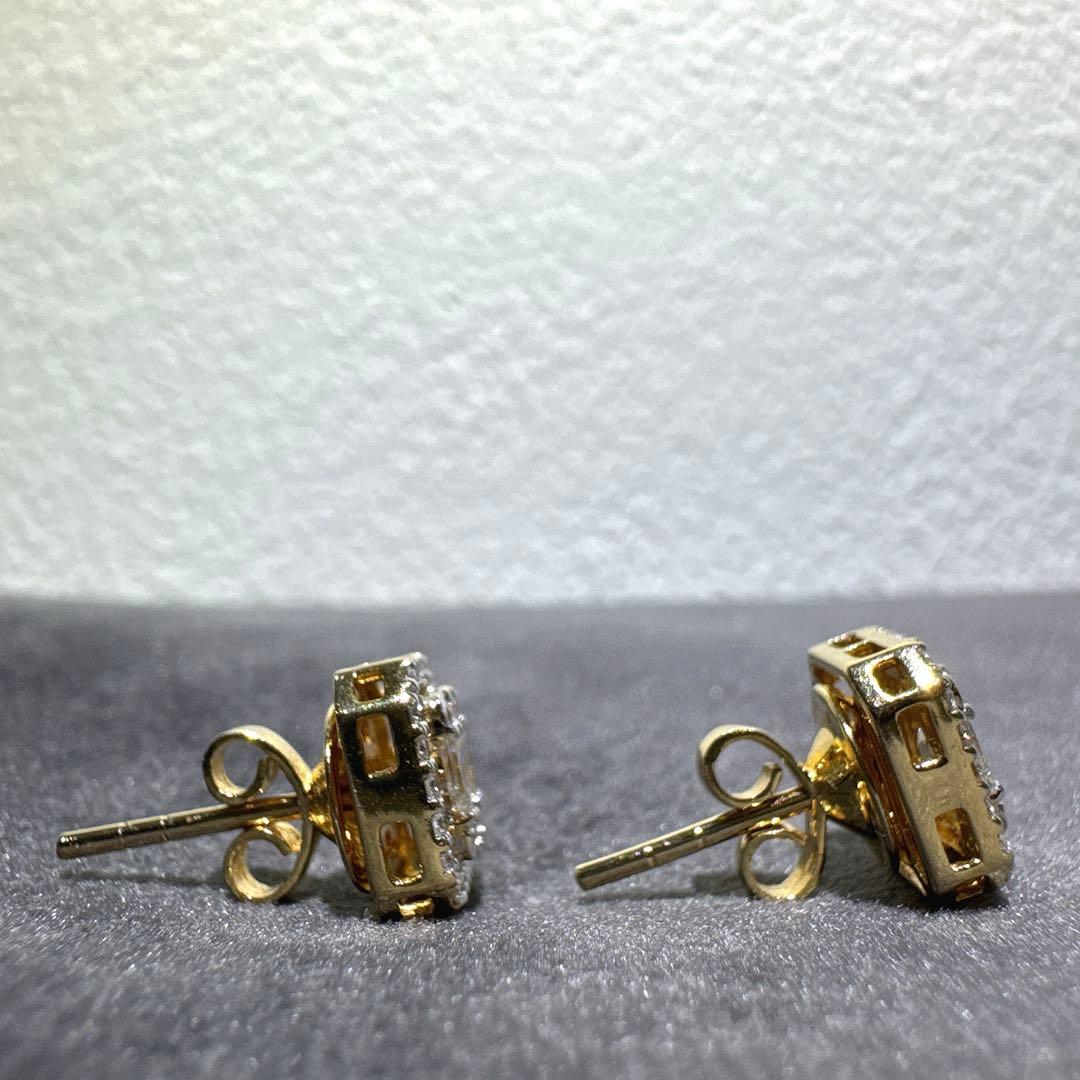 10k YG バゲットカット ダイヤモンド ピアス イエローゴールド 0.6ct