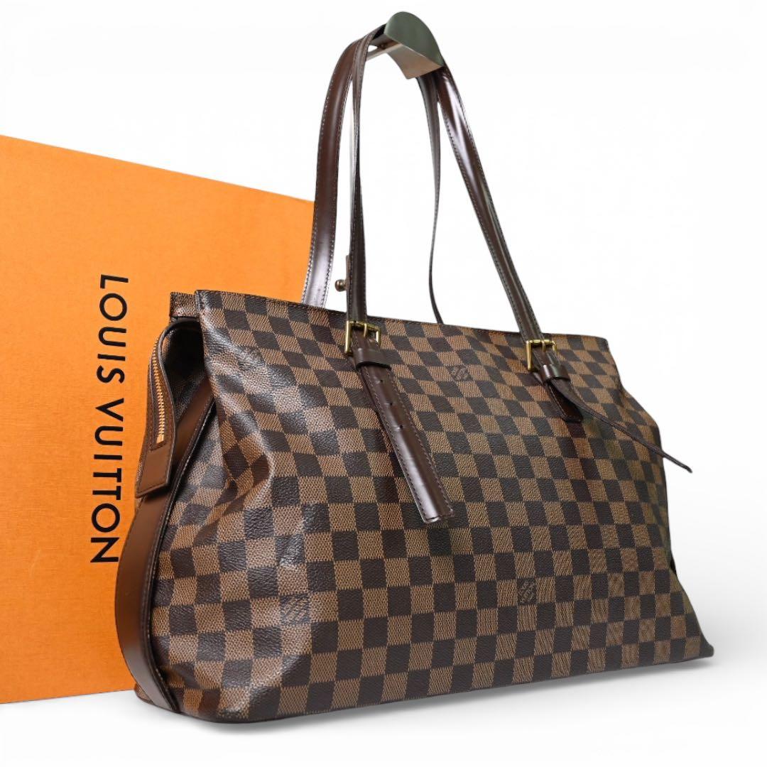 【美品】ルイヴィトン　ダミエ　チェルシー　トートバッグ　ショルダーバッグ　茶 ルイヴィトン チェルシー ショルダーバッグ ダミエ エべヌ トート