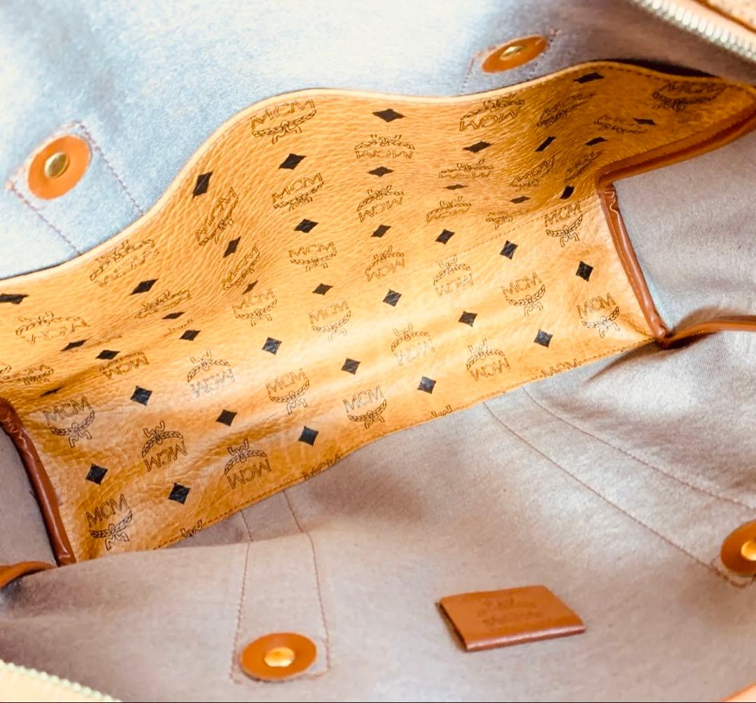 MCM ロゴプリント トートバッグ ベージュ ショルダーバック