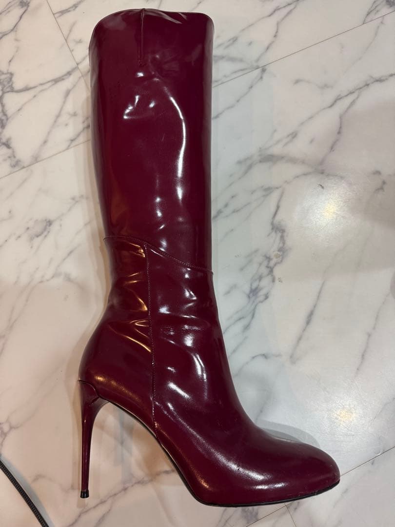 訳あり特価！Gucci バーガンディ ロングブーツ ハイヒール - メルカリ
