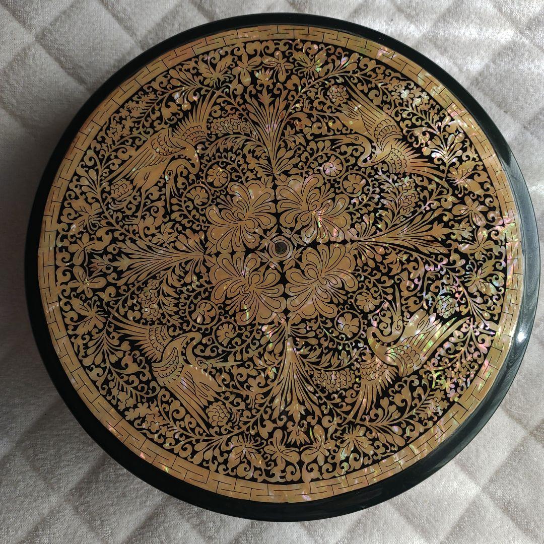 韓国漆器　螺鈿　美品お節正月縁起物　クジョルパン九節板　宝石箱 韓国丸木製九節板（クジョルパン） 食器・螺鈿・漆器 夢市場本店【韓国