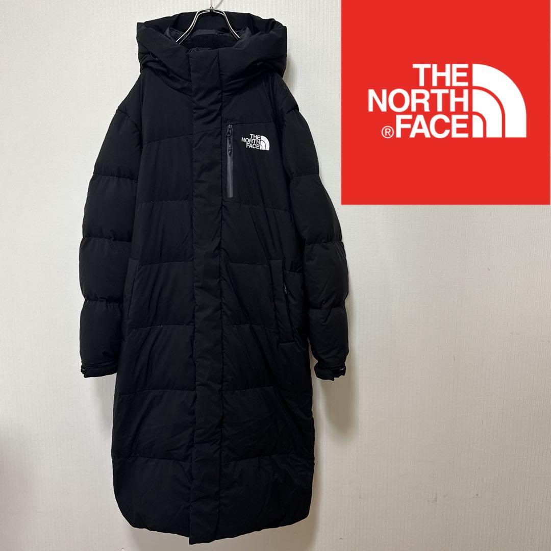 【美品&刺繍ロゴ】ノースフェイス　ダウンコートジャケット　黒　メンズＬ 美品人気 ノースフェイス ダウンコート ブラック メンズXL ロゴ刺繍