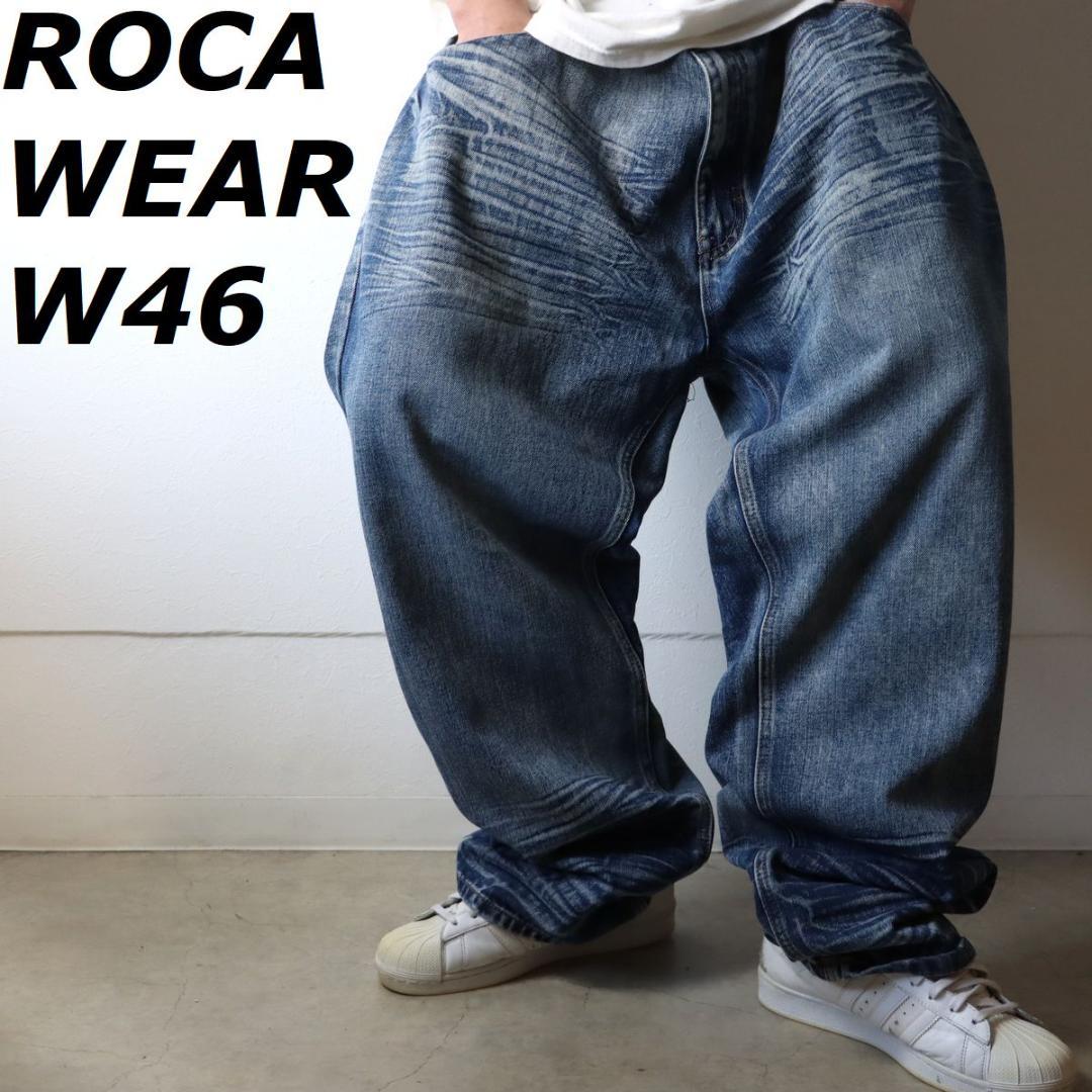 ROCAWEAR ロカウェア デニム デザイン 極太 刺繍ロゴ W46 - メルカリ
