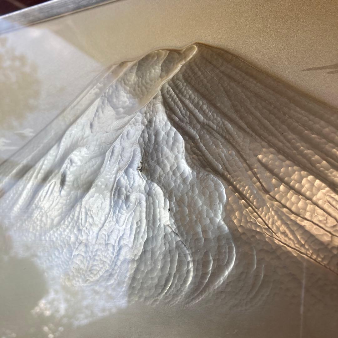 富士山 金属彫刻 中村春山作品 アンティーク絵画 美術彫金額 金属工芸