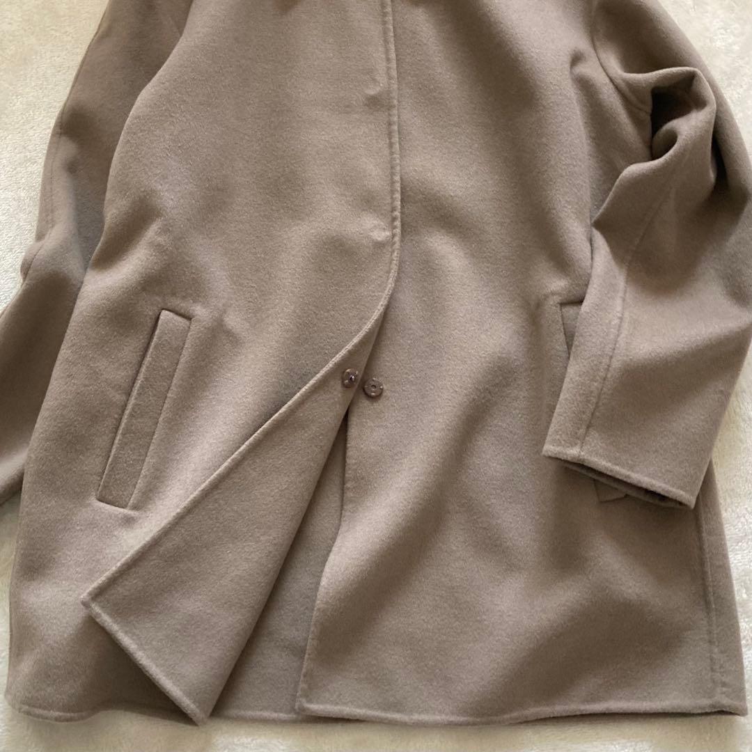 美品】INDIVI 36 ハミルトンラムズウール ステンカラーリバーコート