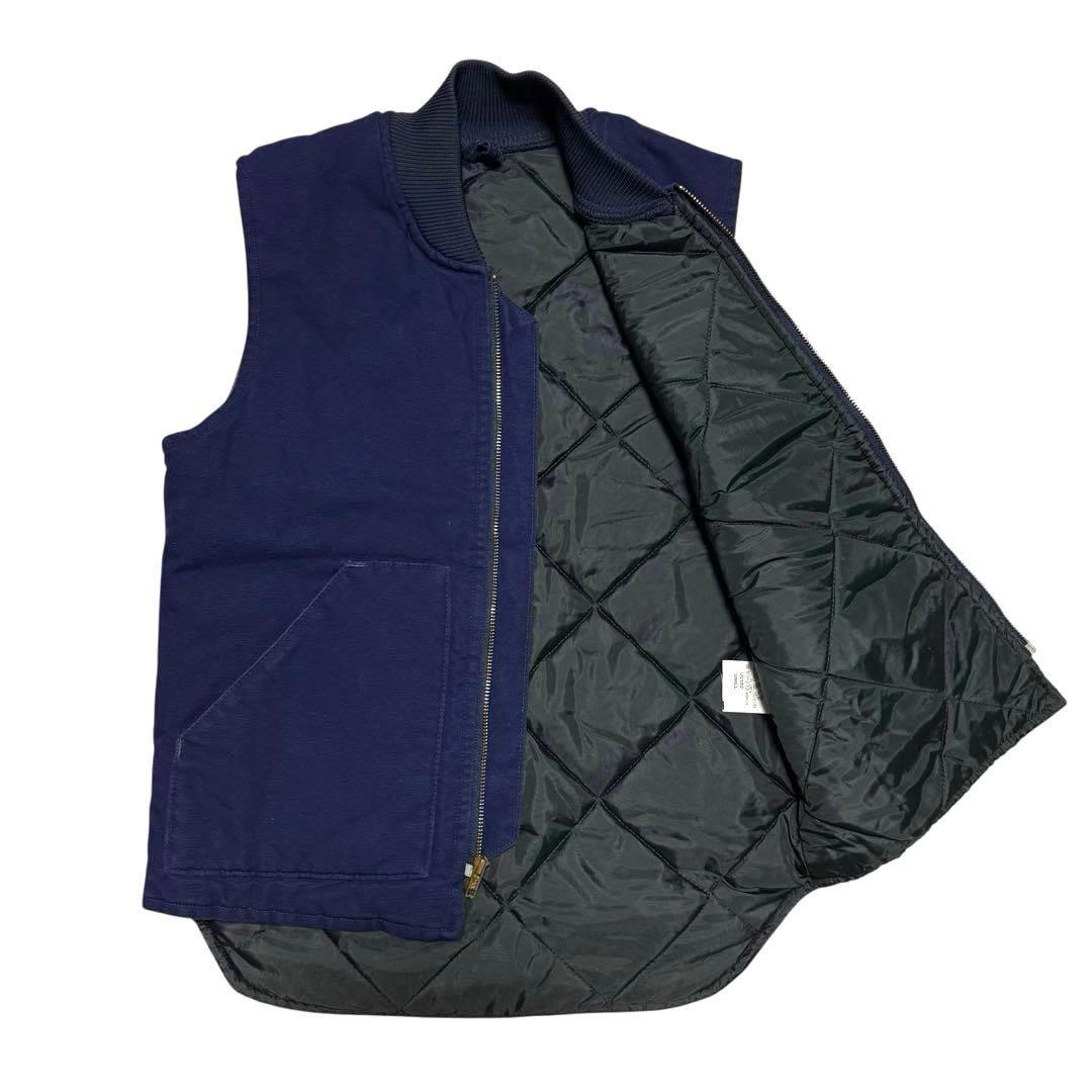 希少サイズS 90's Carhartt ダック ベスト ネイビー 星タグ腰ゴム