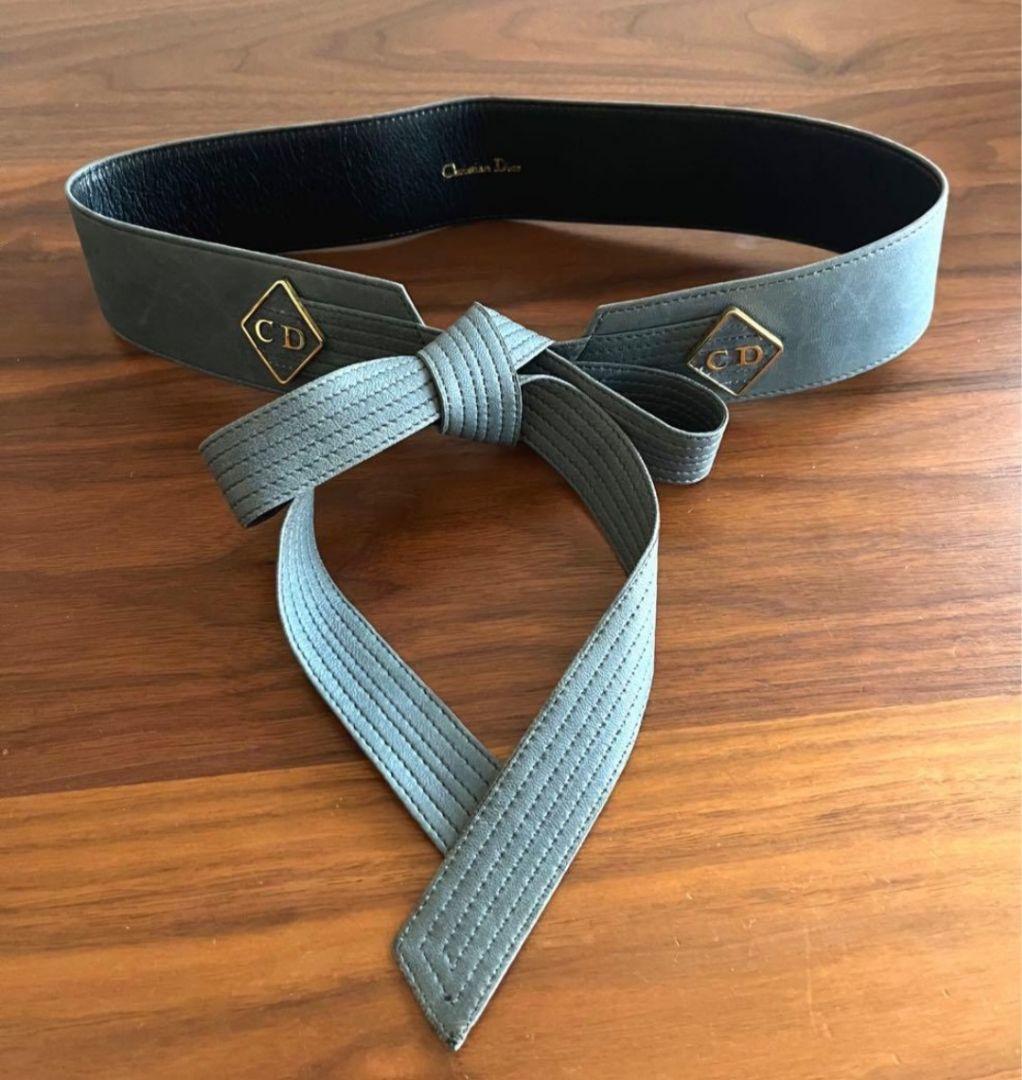 Christian Dior グレー レザー ベルト DIOR | リバーシブル ベルトストラップ 35mm ディオール グラビティ