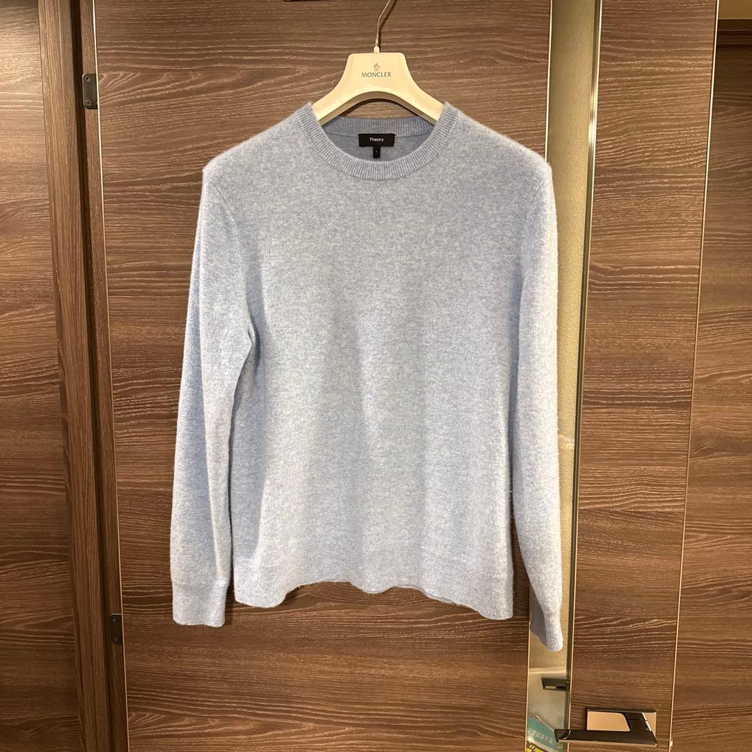 トップス 23AW Theory Cashmere Hilles Crew Theory Men's Hilles Cashmere Crewneck Sweater, Atlantic Melange