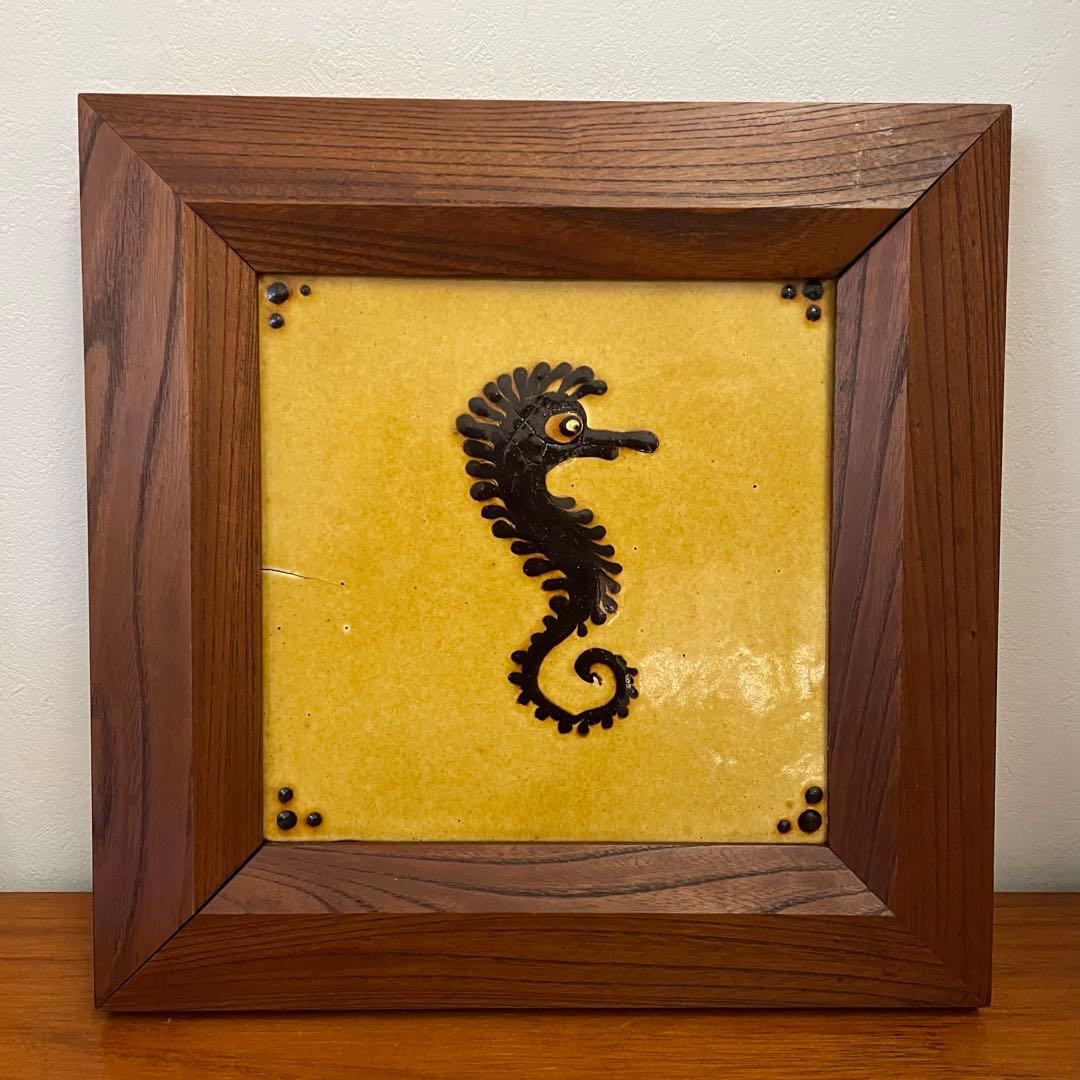 舩木研兒 舩木研児 船木研児 タツノオトシゴ　陶板画 　民藝 骨董 陶芸家 船木研児 船木研兒 舩木 陶板 陶額 鹿 シカ 民藝 民芸 - メルカリ