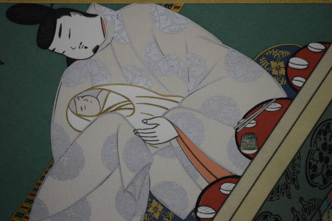 複製/作者不明/大和絵/人物出産図/横物/工芸/布袋屋掛軸HJ-326 - メルカリ