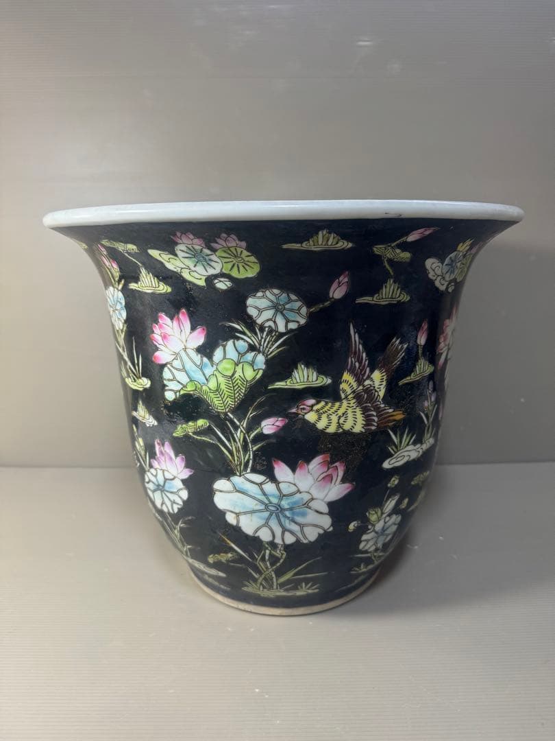 2609 中国骨董 花鳥文 鉢 植木鉢 時代物 - メルカリ