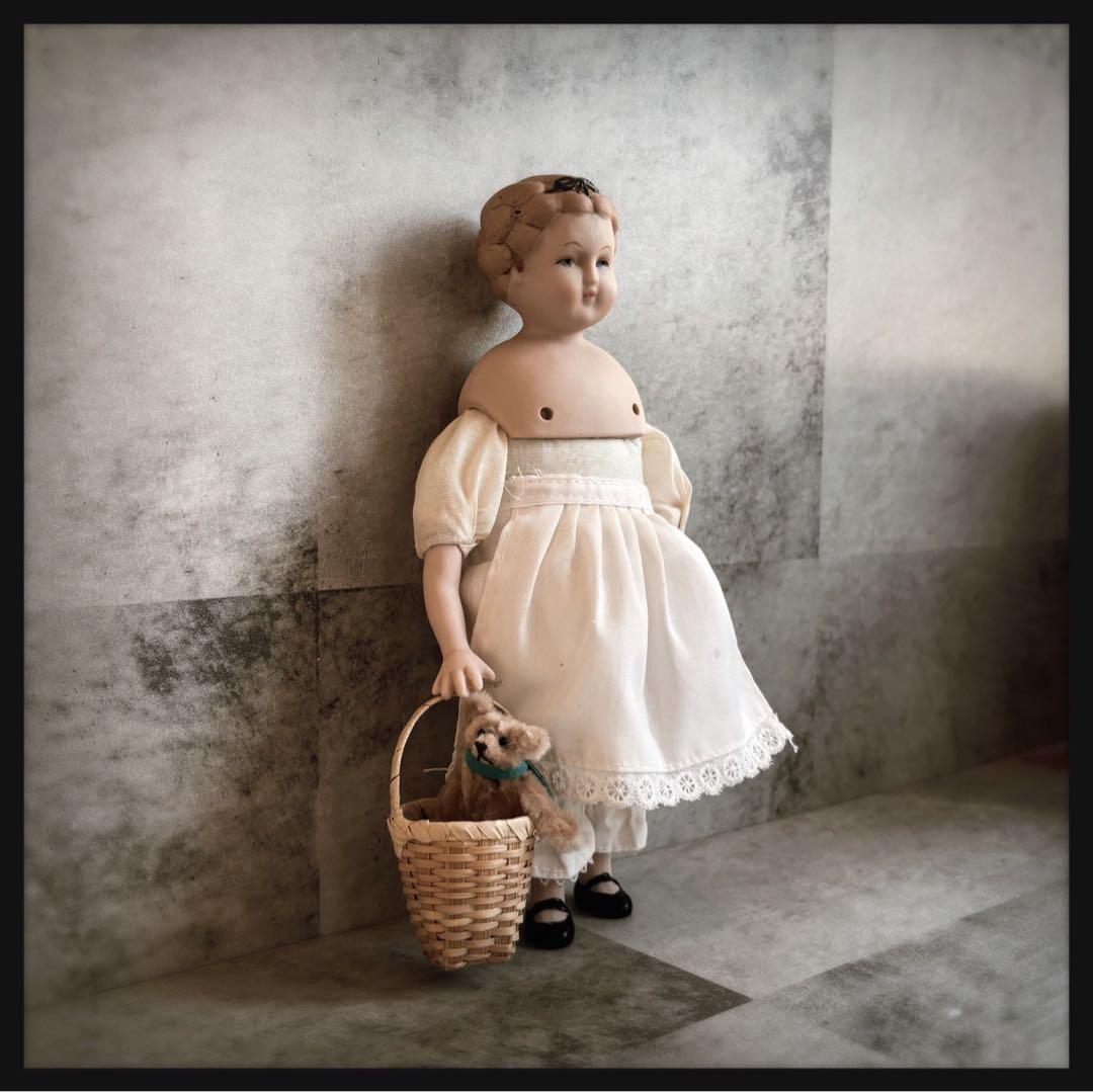 レアヴィンテージ 黒いリボンの女の子　ビスクドール 7月新作ドレス発表会】リバーシブル・プリンセスぽんぽんパニエ（黒