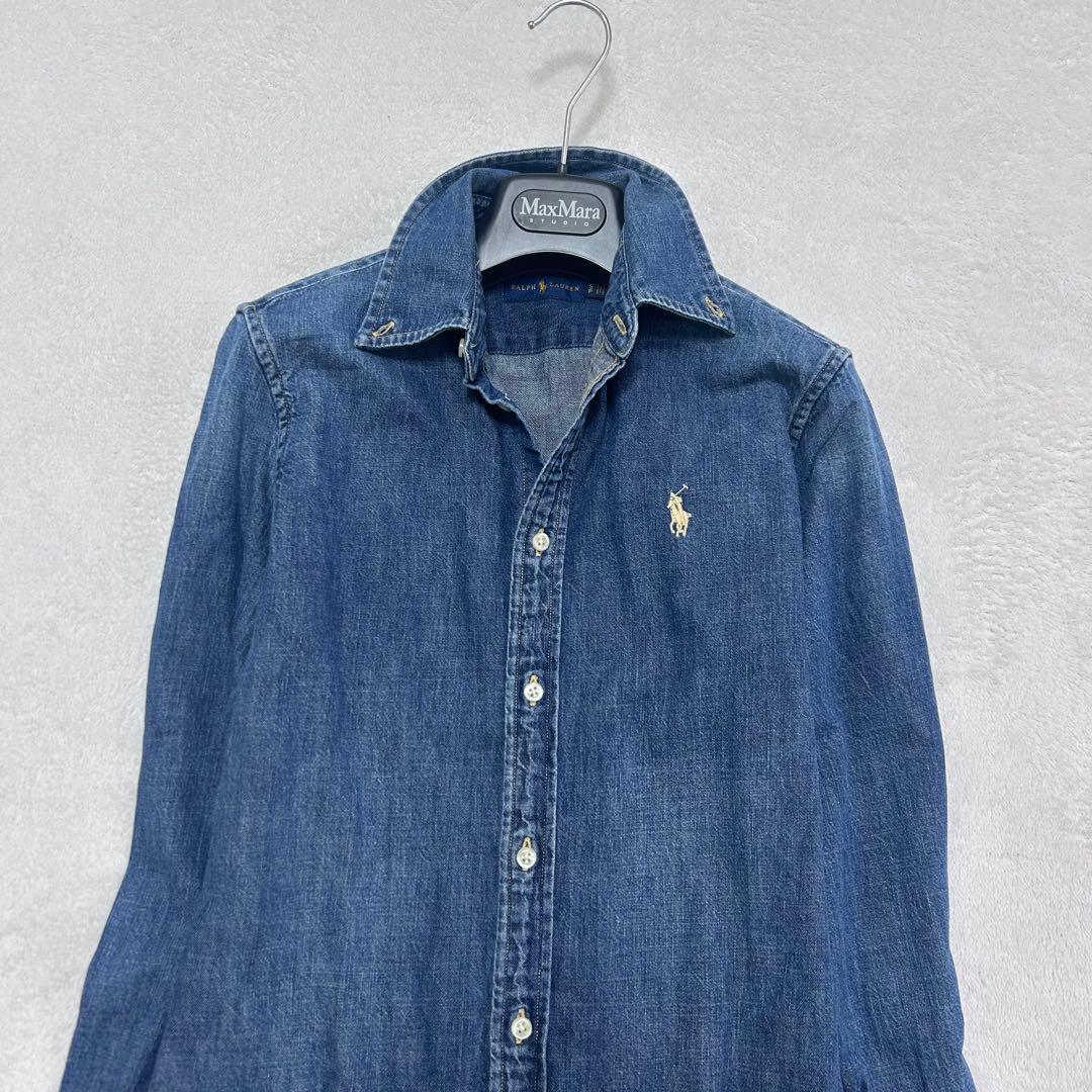 美品✨ラルフローレン ポニー刺繍 デニムシャツワンピース M相当