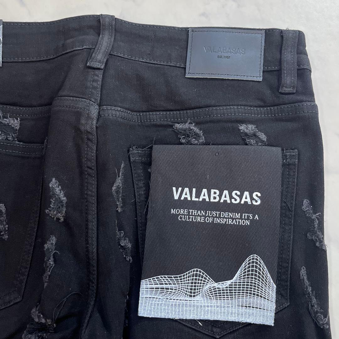 valabasas バラバサス ハードクラッシュスキニーフレアデニム 黒 30