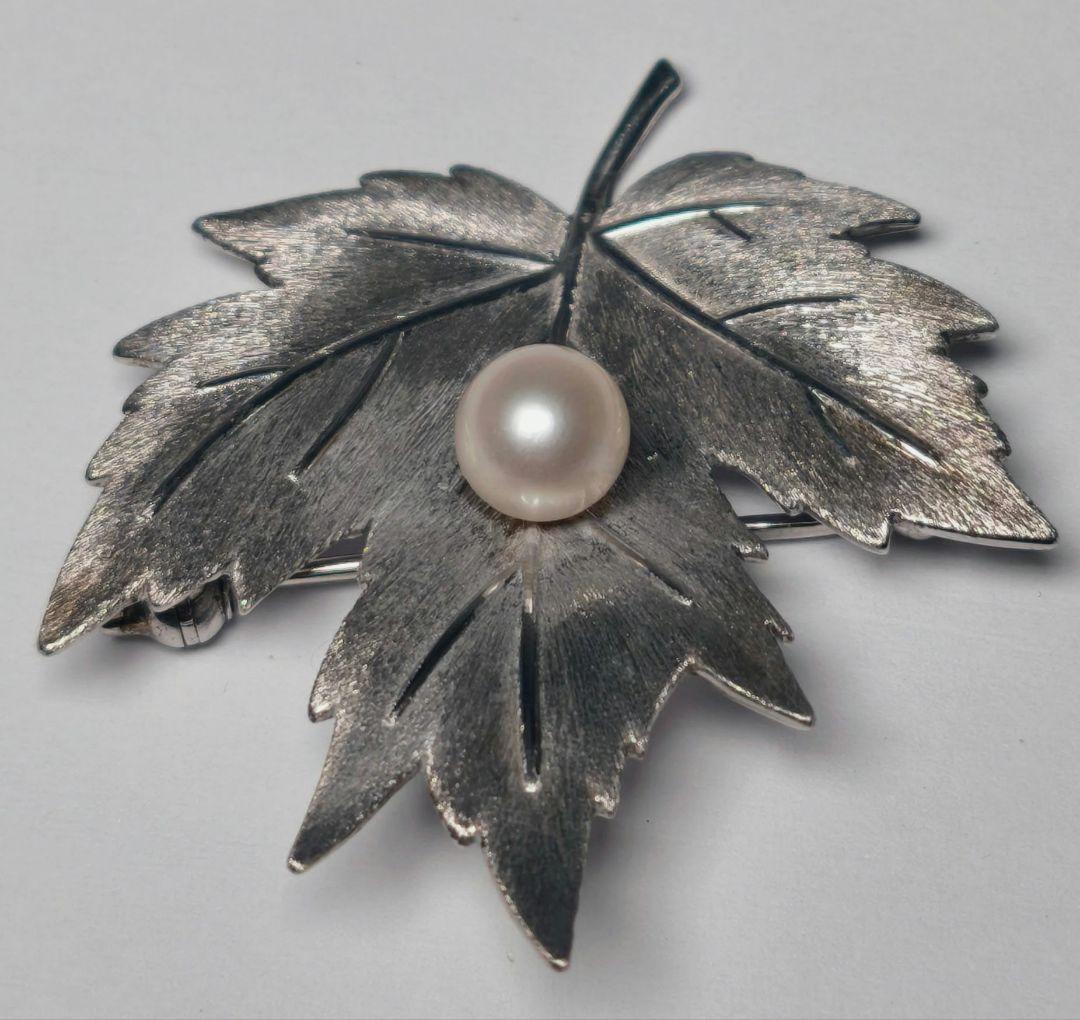 美品 最高級】ミキモト ブローチ パール リーフ 1珠 皇室御用達 正規品
