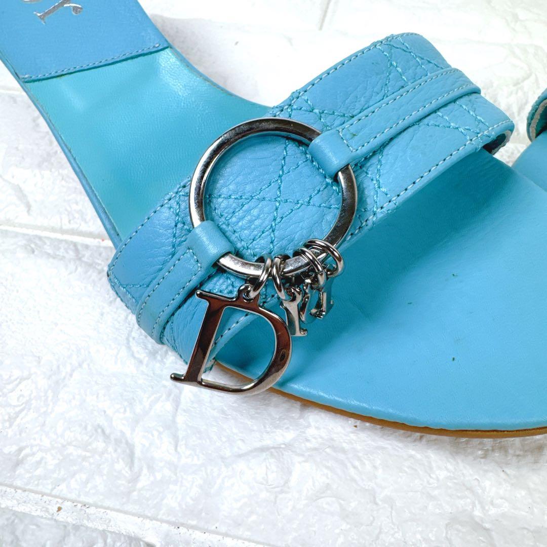 Christian Dior ブルー カンナージュ ロゴ チャーム ミュールの通販は