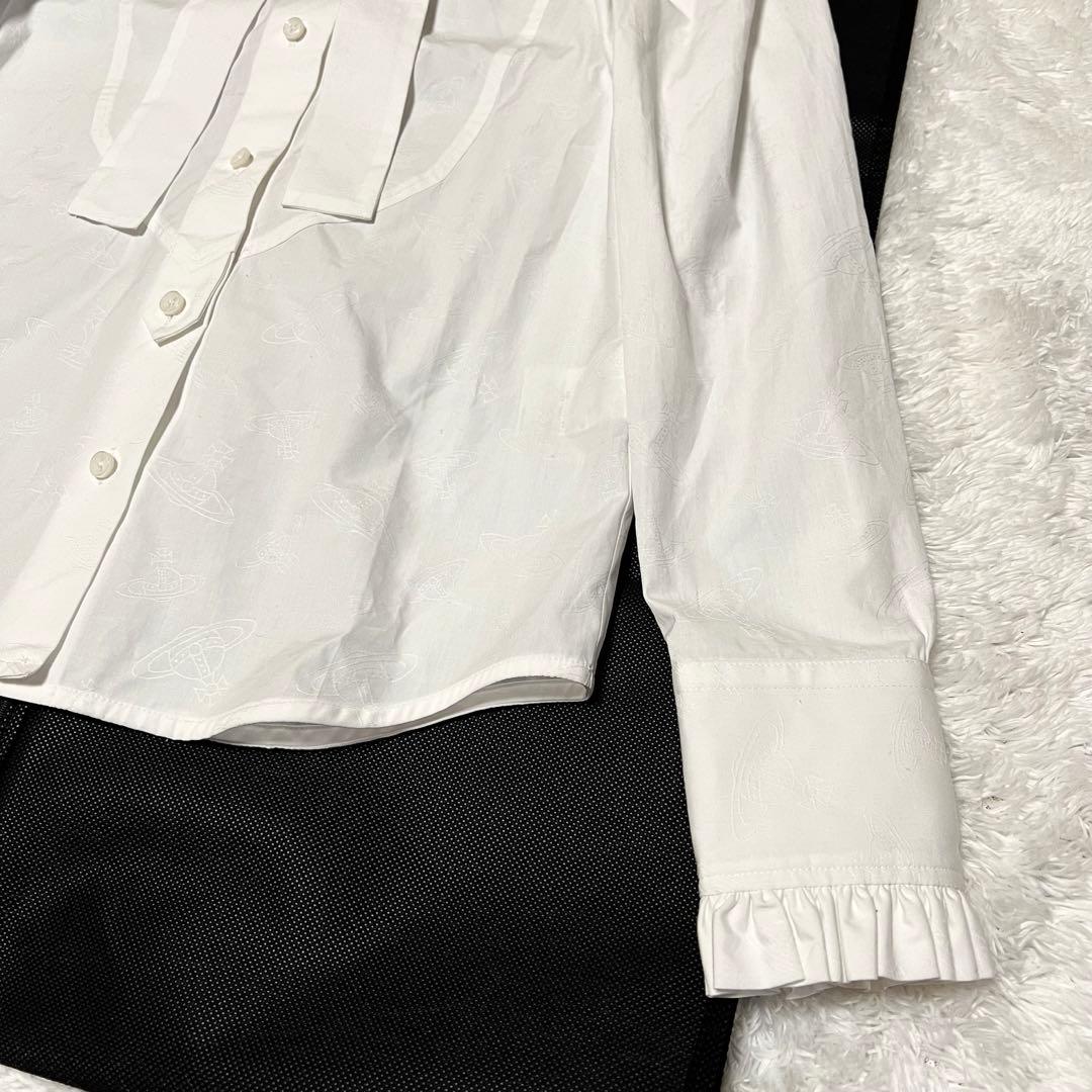 ヴィヴィアンウエストウッド ボウタイ ブラウス フリル襟袖 総柄オーヴ