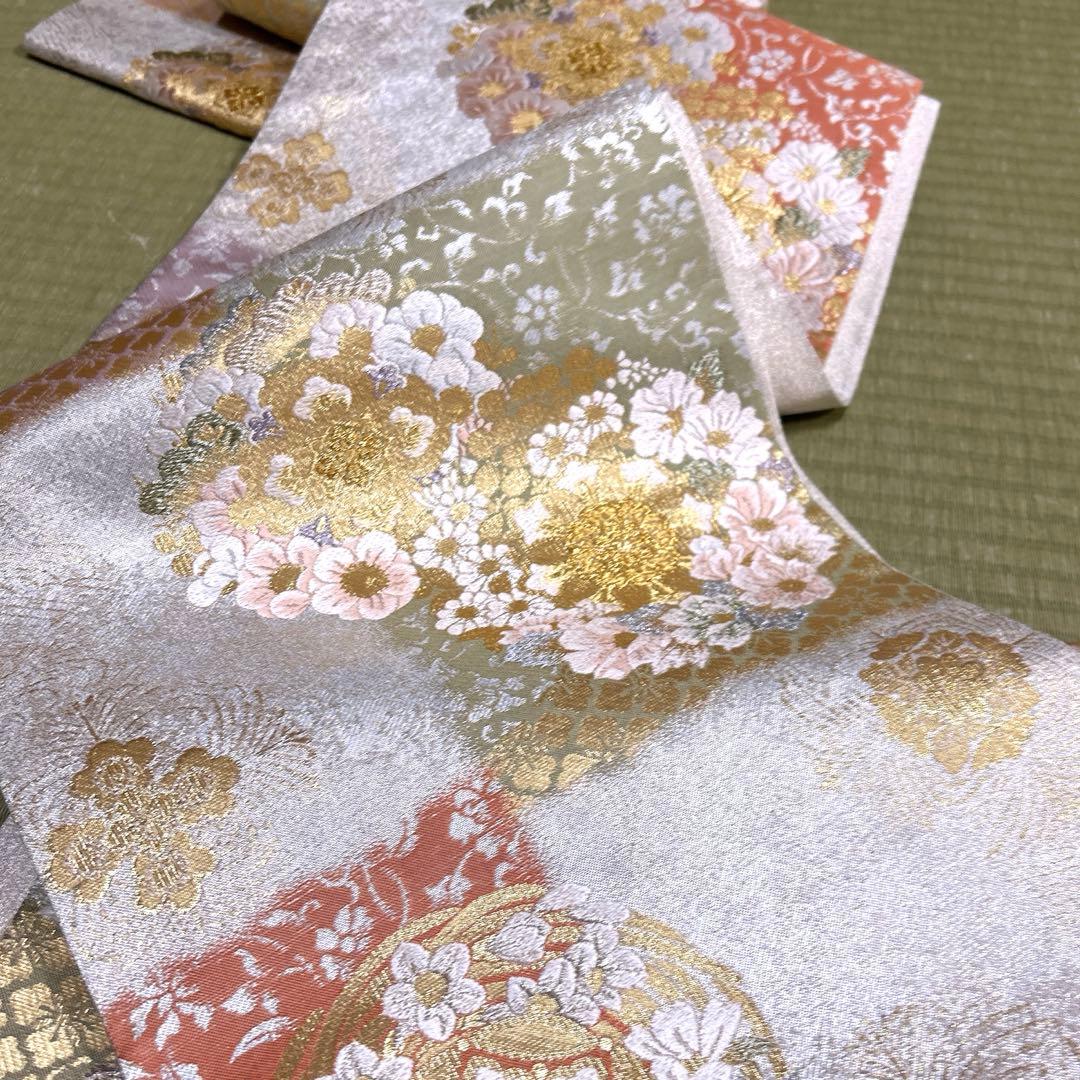 専用ページ　正絹　袋帯《引箔綴　花紋様》
