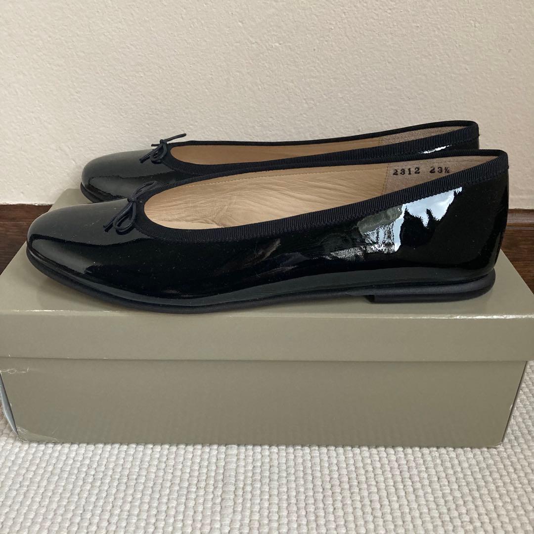 マーガレットハウエル パンプス バレエシューズ ブラックエナメル 23.5
