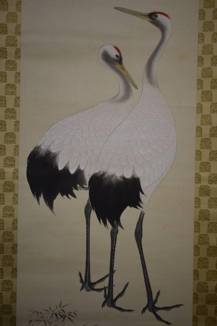 真作/光峰/松下双鶴図/桐共箱付/布袋屋掛軸HF-622 真作/光峰/松下双鶴図/桐共箱付/布袋屋掛軸HF-622 - メルカリ