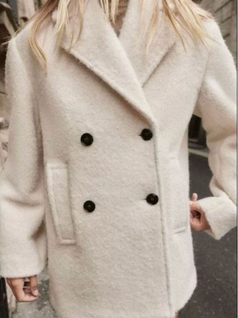 ZARA ブークレダブルブレストミディ丈コート M - メルカリ