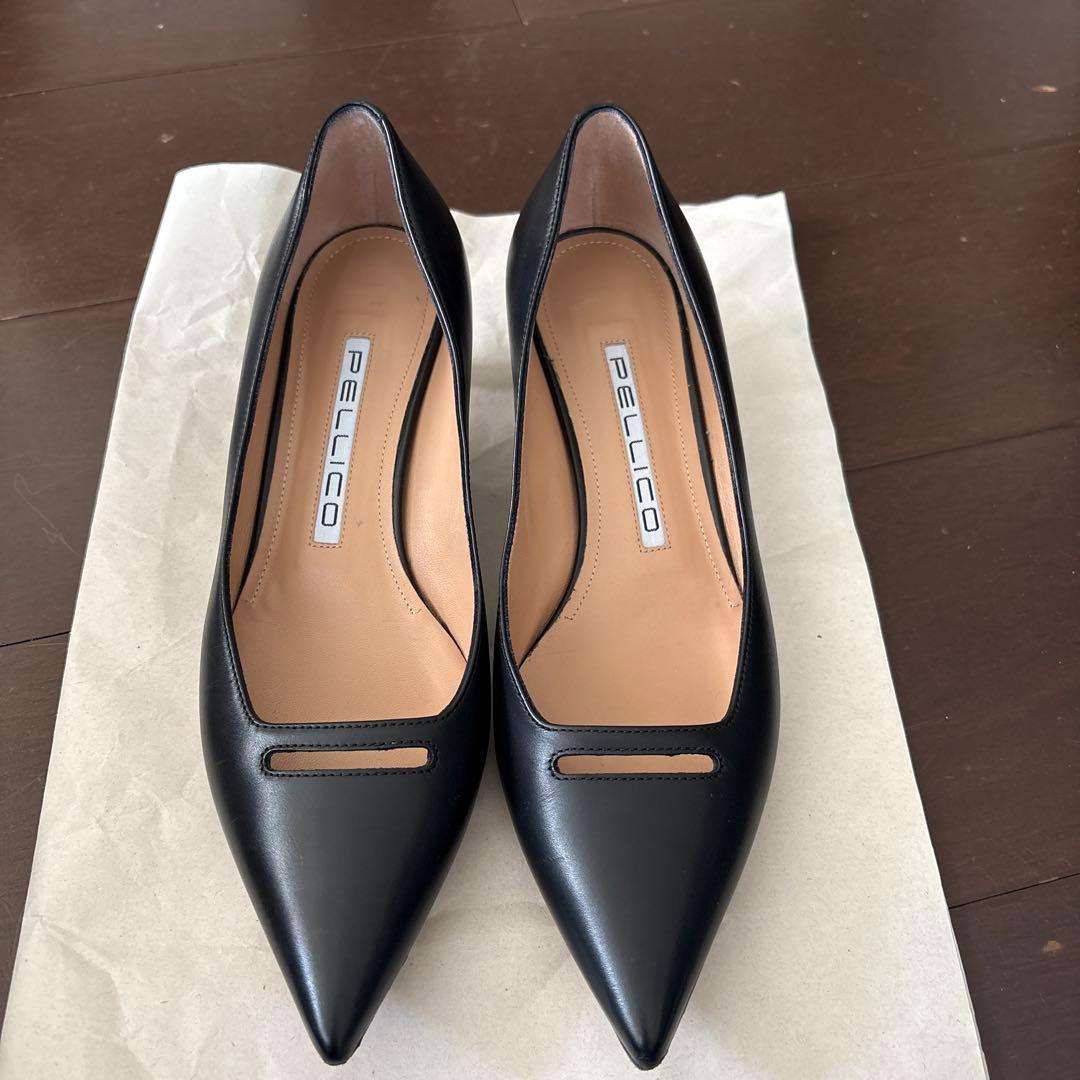 PELLICO ペリーコ ブラック ポインテッドトゥ 37.5 24.5 - メルカリ