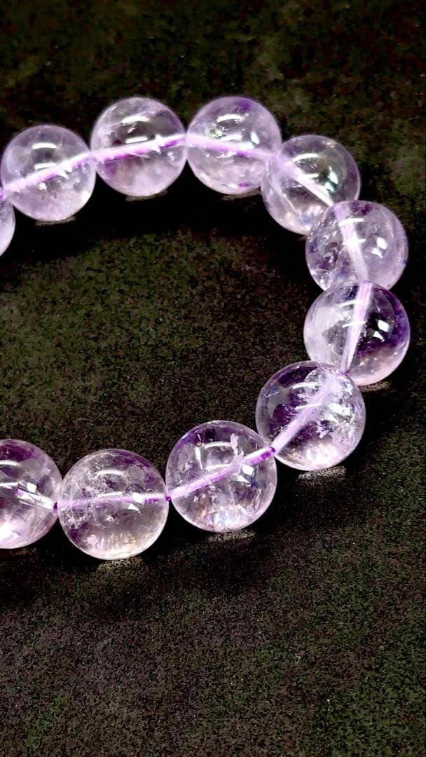 大玉透明度高　ラベンダーアメジスト(アイリス粒あり)ブレス　15.6mm