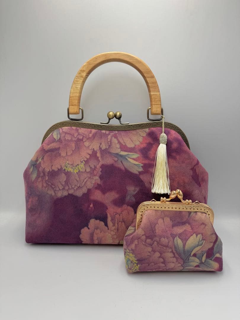 ハンドメイド　大きながま口バッグ　2点セット#489 ハンドメイド 大きながま口バッグ 2点セット#489 ハンドメイド 大きな