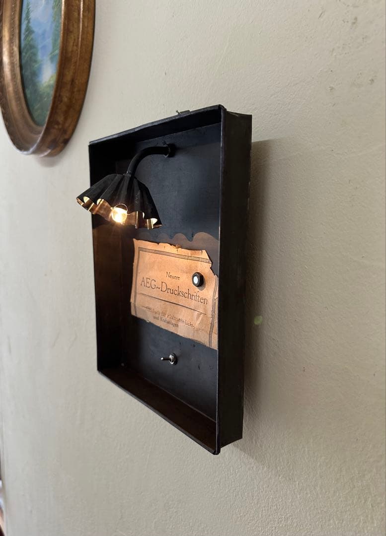 古道具照明 単3乾電池照明 古材ディスプレイ照明 古材サインボード