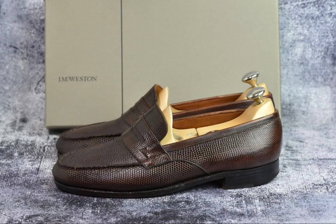 純正ツリー付　J.M.WESTON　#180　リザード　6.5E　ダークブラウン