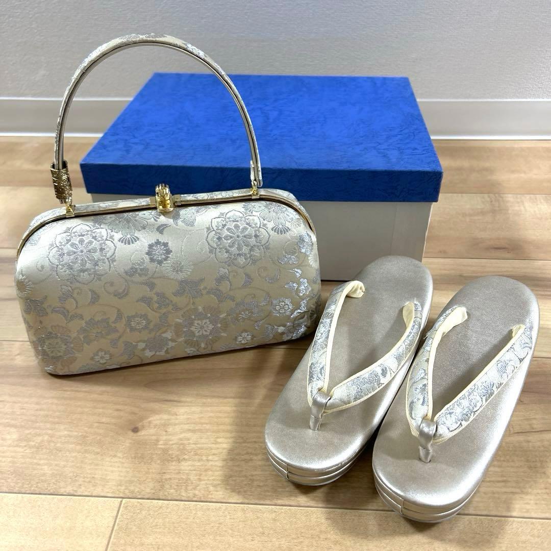 フォーマル 正絹帯地 草履 バッグセット 和装 一度のみ使用 ② 草履バッグセット 振袖用 帯地 レディース 着物 フォーマル 2点セット