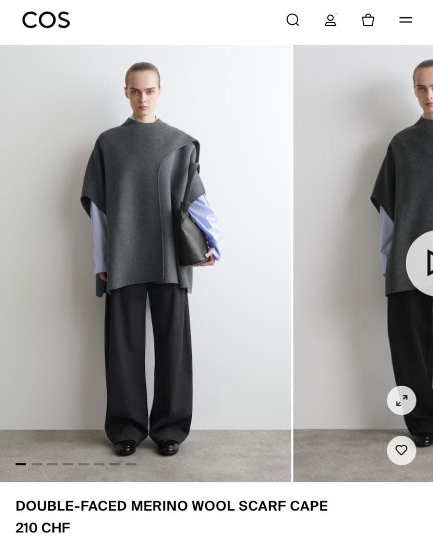 新品未使用 cos ダブルフェイスウールスカーフケープ ポンチョ - メルカリ