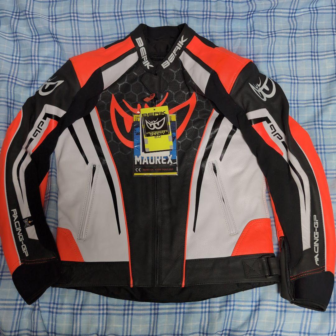 新品　ベリック　レザージャケット　52サイズ　黒／白／赤　LL　BERIK 再入荷！ LJ-191320-BK F.RED BERIK LEATHER JACKET レザージャケット