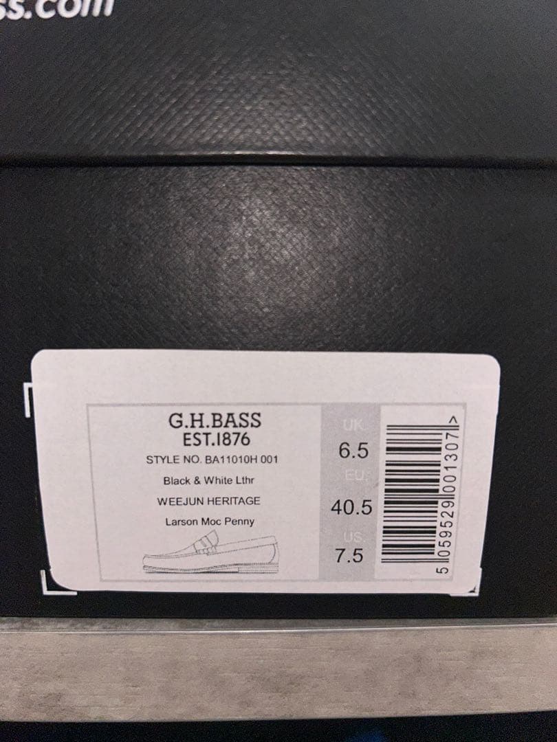 靴 G.H. BASS LARSON / BLACK & WHITE 25.5cm