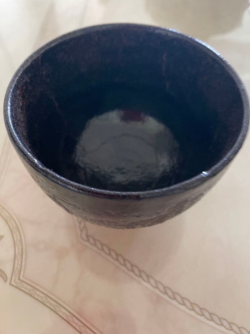 茶道具 尾形乾山造 鶴 黒筒茶碗 極め箱