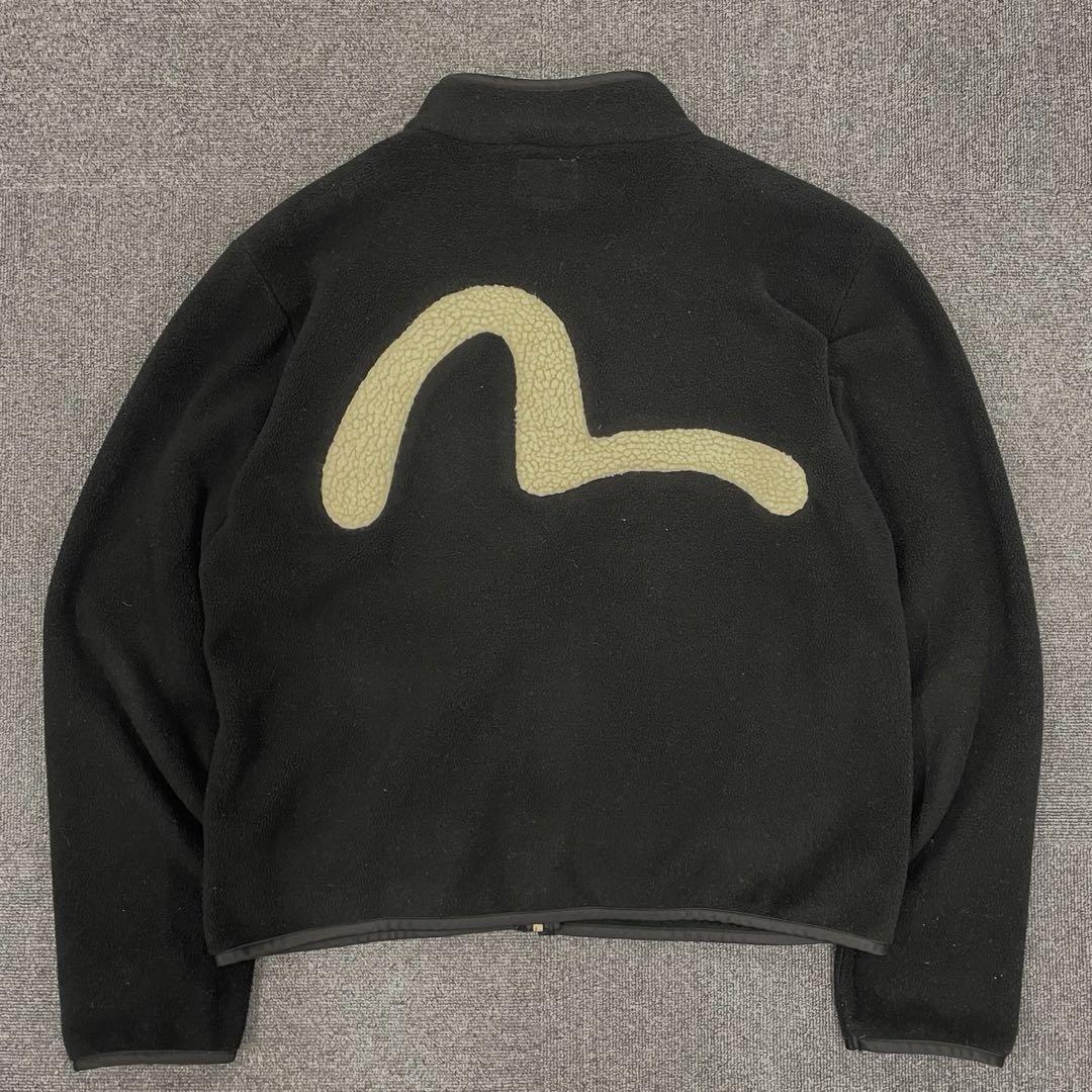 EVISU フリースジャケット メンズ サイズ40 ブラック カモメマーク