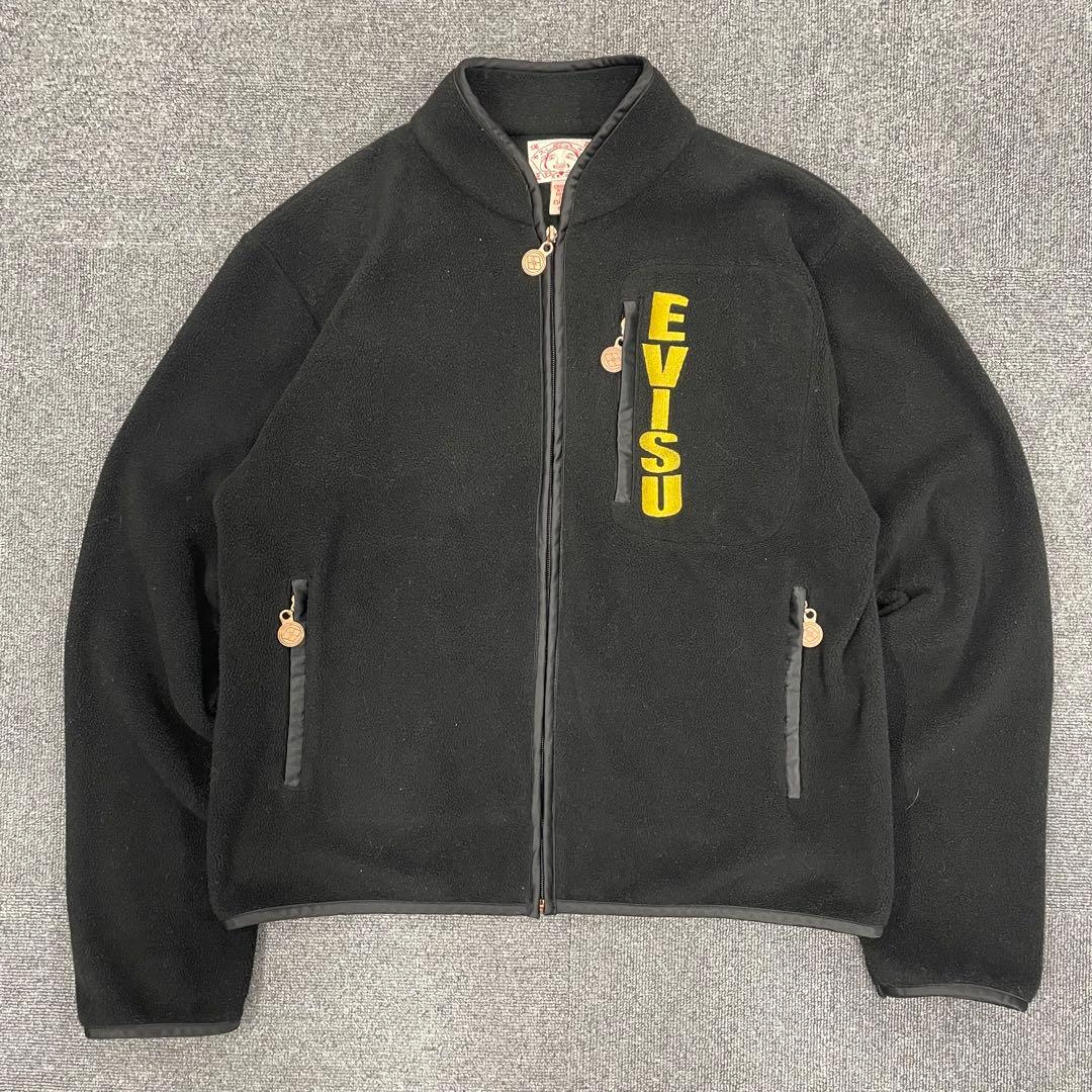 EVISU フリースジャケット メンズ サイズ40 ブラック カモメマーク