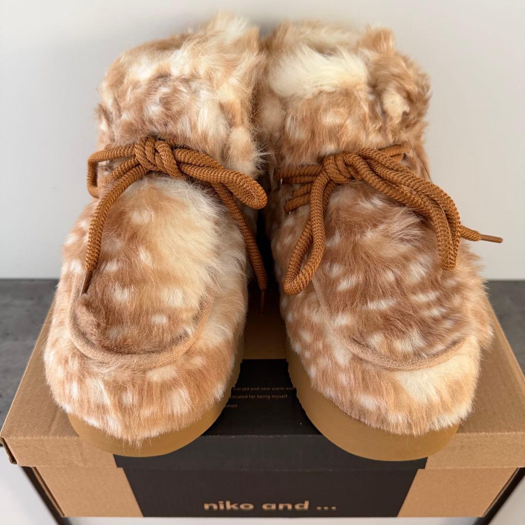 【niko and…】バンビ柄＊モカシンブーツ＊M 23.5cm ＊完売品