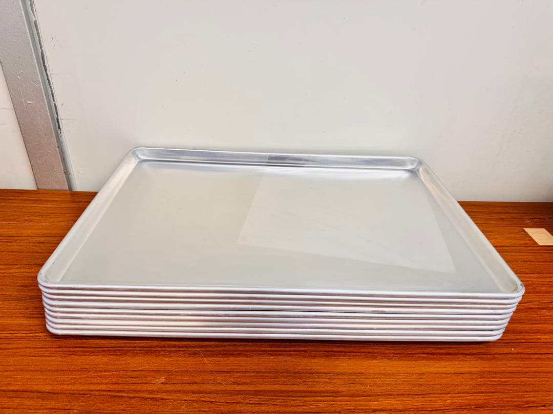 業務用 アルミ製 天板 トレー 9枚セット 約60×40cm 中古 業務用 アルミ製 天板 トレー 9枚セット 約60×40cm 中古