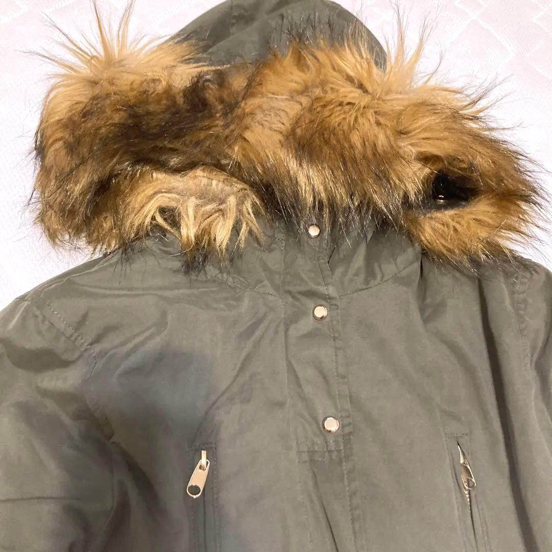 美品】ザラ ZARA モッズコート カーキ ライナーファー付き 取り外し可